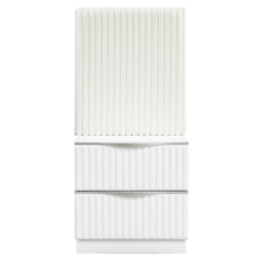 Luxurious Pearl White Finish Two Drawers Nightstand with Wall Panel Upholstery Sleek Handles Glam Bedroom Furniture 1pc Bedside Cabinet