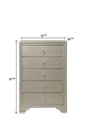 1pc Modern Glam Style Champagne Finish Glam Five Drawer Chest Embossed Crocodile Pattern Wooden Bedroom Furniture