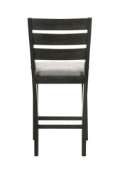 Contemporary Style Charcoal Finish Counter Height Dining Chair Bar Stool 2pc Set Fabric Upholstery Wooden Furniture