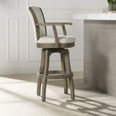 Williams 31i" Swivel Bar Stool with Armrests, Natural White Linen