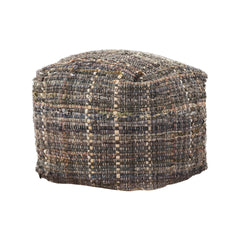 Koki Handcrafted Fabric Pouf, Khaki