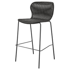 Mckinley Brown Faux Rattan Metal Bar Stool (Set of 2)