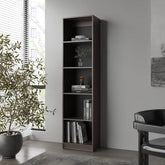 Stained Walnut Bookcase with Open Storage and 5 Shelves