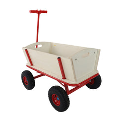 Wooden carriage + four-wheel design, Load-bearing capacity: 260LBS,Children's outdoor stroller, bringing joy to childhood outdoors