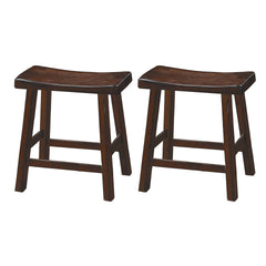 Wooden 18" Counter Height Stool with Saddle Seat, Distressed Cherry, Set Of 2