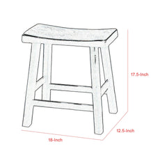 Wooden 18" Counter Height Stool with Saddle Seat, Distressed Cherry, Set Of 2