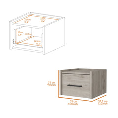 Elfrida Wall-Mounted Nightstand, Sleek Single-Drawer Design with Spacious Top Shelf