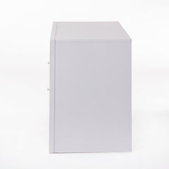 1pc White Finish Nightstand with Two Storage Drawers and Pull Out Tray Wooden Bedroom Furniture