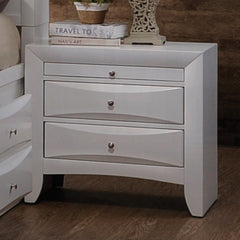 1pc White Finish Nightstand with Two Storage Drawers and Pull Out Tray Wooden Bedroom Furniture