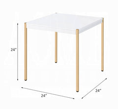 Modern Contemporary Living Room End Table 1pc White and Gold Finish Glam Home Furniture