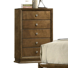 Transitional Style 1pc Chest 5-English Dovetail Drawers Metal Knobs Walnut Finish Bedroom Furniture