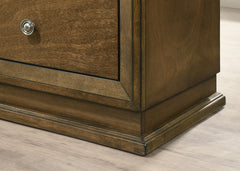 Transitional Style 1pc Chest 5-English Dovetail Drawers Metal Knobs Walnut Finish Bedroom Furniture