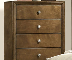 Transitional Style 1pc Chest 5-English Dovetail Drawers Metal Knobs Walnut Finish Bedroom Furniture