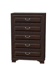 Transitional Style 1pc Chest English Dovetail Drawers Wooden Inlay Design Cherry Finish