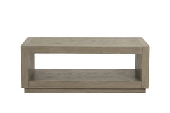 Rectangle coffee Table Plinth Base Open Bottom shelf Natural Finish Primary Living Room
