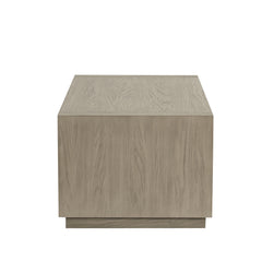 Rectangle coffee Table Plinth Base Open Bottom shelf Natural Finish Primary Living Room