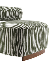 Green Finish 1pc Accent Chair Cylindrical Backrest High Density Foam Zebra Strip Fabric Primary Living Room