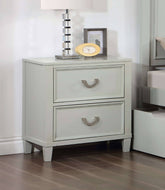 Transitional Gray 1pc Nightstand Dovetail Drawers Solid wood Bedside Table Chrome Hanging Pulls