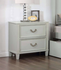 Transitional Gray 1pc Nightstand Dovetail Drawers Solid wood Bedside Table Chrome Hanging Pulls