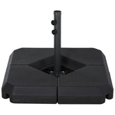 Outsunny 4-Piece Outdoor Patio Offset Umbrella Base Stand Weight Holder w/ Cross Base for Powerful Support, 158lbs Sand or 132lbs Water Filled, Black
