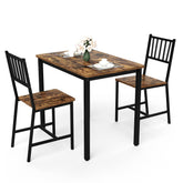 Dining Table Set, Bar Table with 2 Dining Benches, Kitchen Table Counter with Chairs, Industrial for Kitchen Breakfast Table, Living Room, Party Room, Rustic Brown and Black,35.4″L x23.6″W x 29.7″H