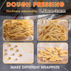 Electric Pasta Maker Noodle Maker Pasta Making Machine Dough Roller Cutter Thickness Adjustable Stainless Steel US 110V 135w 3 Blades Type 2.5mm Round+4mm Flat+9mm Wide Noodle