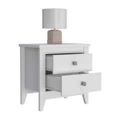 Nightstand 24"H, Two Drawers, Four Legs, Superior Top, White