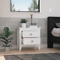 Nightstand 24"H, Two Drawers, Four Legs, Superior Top, White