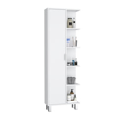 Keller Linen Cabinet 63" H, with 1 door and 9 shelves, White,