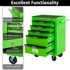 Rolling Metal Tool Chest with 5 Drawers, 20" 5-Drawer Tool Chest Cabinet with Ball Bearing Drawer Slides, Steel Tool Storage Box Organizer -GREEN