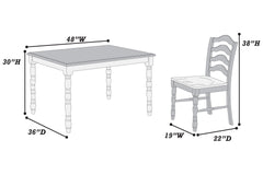 5-Piece Ranch Style Dining Set with Oak Top Table & Ladder Back Chairs