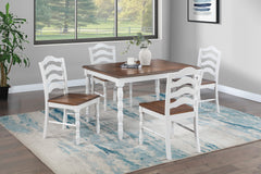 5-Piece Ranch Style Dining Set with Oak Top Table & Ladder Back Chairs