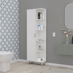FM FURNITURE Randall Linen Cabinet, with 1 door and 9 shelves, White