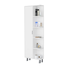 FM FURNITURE Randall Linen Cabinet, with 1 door and 9 shelves, White