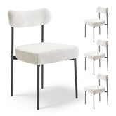 Set of 4 Boucle Dining Chairs Modern Kitchen Chair Curved Backrest Metal Legs