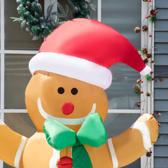 HOMCOM 6ft Christmas Inflatable Gingerbread Man, Outdoor Blow-Up Yard Decoration with LED Lights Display