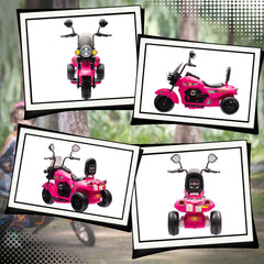 Qaba Electric Motorcycle for Kids, 3 Wheel 6V Battery Powered Chopper Motorbike, Ride on Motorcycle with Headlights, Music, Forward & Reverse for Boys and Girls Ages 3-6 Years, Pink
