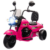 Qaba Electric Motorcycle for Kids, 3 Wheel 6V Battery Powered Chopper Motorbike, Ride on Motorcycle with Headlights, Music, Forward & Reverse for Boys and Girls Ages 3-6 Years, Pink