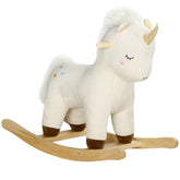 Qaba Rocking Horse, Plush Ride on Unicorn with Realistic Sound, Wooden Base, Toddler Rocking Horse for 2-4 Years, White