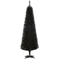 HOMCOM 6' Artificial Pencil Christmas Tree, Slim Xmas Tree with 390 Realistic Branch Tips and Plastic Stand, Black