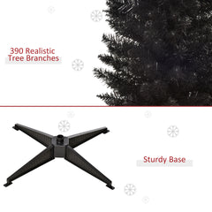 HOMCOM 6' Artificial Pencil Christmas Tree, Slim Xmas Tree with 390 Realistic Branch Tips and Plastic Stand, Black