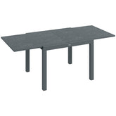 Outsunny Extendable Outdoor Dining Table, 41"- 83" Aluminum Frame Patio Table with Wood Effect Steel Top, Rectangle Expandable Patio Table for 6-8, Dark Gray
