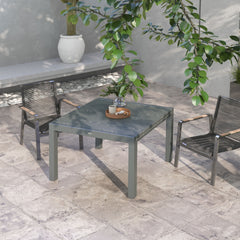 Outsunny Extendable Outdoor Dining Table, 41"- 83" Aluminum Frame Patio Table with Wood Effect Steel Top, Rectangle Expandable Patio Table for 6-8, Dark Gray
