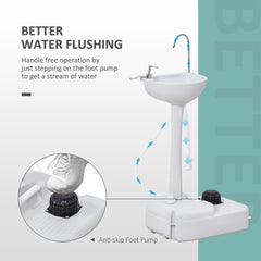 kleankin Portable Camping Sink, Handwashing Station Basin with 4.5 Gallon Tank, Rolling Wheels & Soap Dispenser for RV, Outdoor Events, Gatherings, HDPE, White