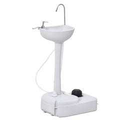 kleankin Portable Camping Sink, Handwashing Station Basin with 4.5 Gallon Tank, Rolling Wheels & Soap Dispenser for RV, Outdoor Events, Gatherings, HDPE, White
