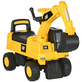 Aosom Excavator Ride on Toy, CAT Licensed Kids Manual Pedal Ride on Excavator with Manual Shovel, Horn, Hidden Storage for 18-36 Months Boys and Girls, Yellow