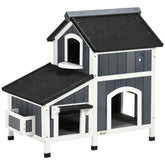 PawHut Outdoor Cat House with Weather-resistant Roof & Garden Bed, Outdoor Cat Shelter Enclosure with Multiple Entrances, Modern Cat Furniture Hideout, Cat Gifts, Gray