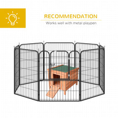 PawHut Small Wooden Rabbit Hutch Bunny Cage Guinea Pig Cage Duck House Dog House with Openable & Waterproof Roof, Natural