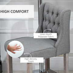 HOMCOM 26.25" Counter Height Bar Stools, Tufted Wingback Armless Upholstered Dining Chair with Rubber Wood Legs, Set of 2, Gray