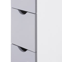 HOMCOM 54" Tall Bathroom Storage Cabinet, Freestanding Linen Tower with 2-Tier Shelf and Drawers, Narrow Side Floor Organizer, White
